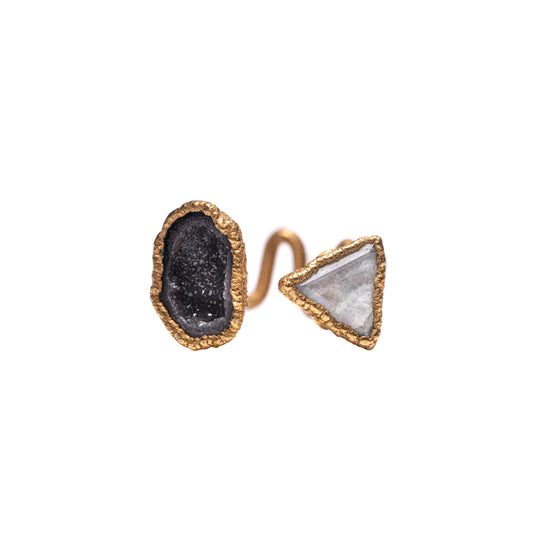 Geode & Moonstone Wavy Band Ring — 2021